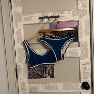 Teal White Trim Bikini